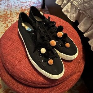 Black Pom-Pom Women's Keds Sneakers